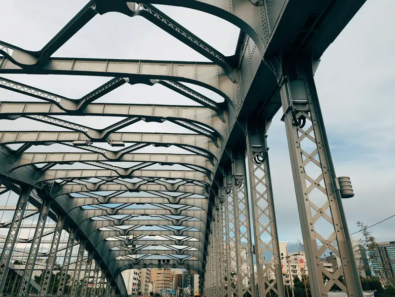 Steel bridge structure in Osaka, Japan